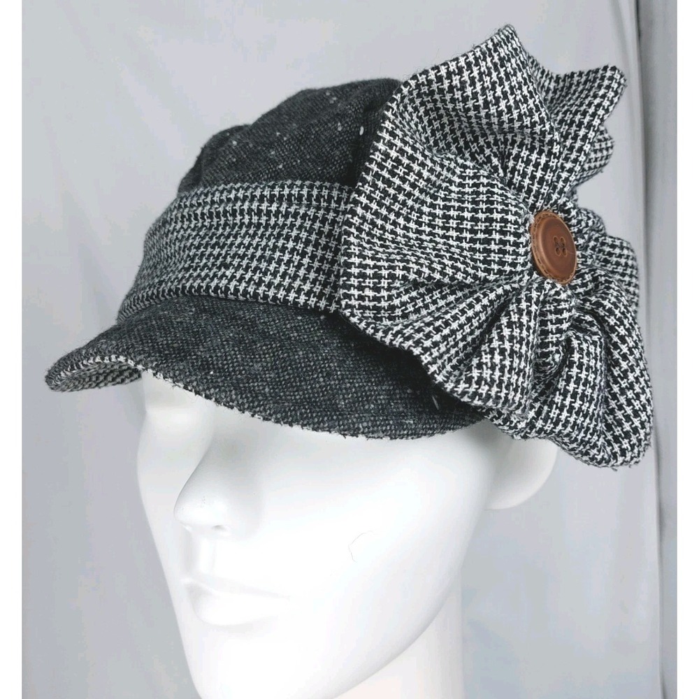 San Diego Hat Co Womens  Gray Tweed Black White Herringbone Wool One Size -‎ 22"